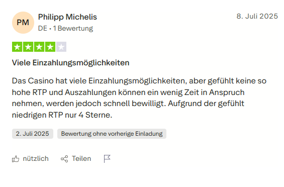 Trustpilot Review - Schnelle Einzahlungen